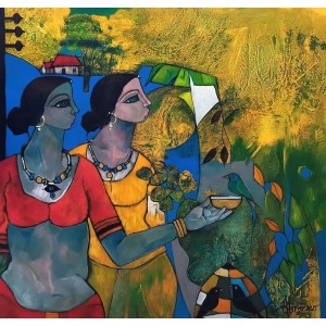 Abrar Ahmed, 36 x 36 Inch, Oil on Canvas, Figurative Painting, AC-AA-589
